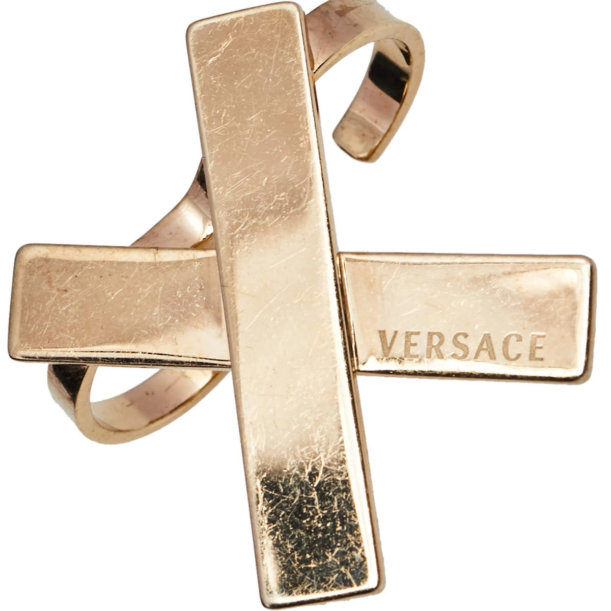 Versace Gold Tone X Two Finger Ring For Women - Image 3