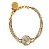 Versace Vanitas Medusa Two Tone Metal Double Chain Bracelet For Women