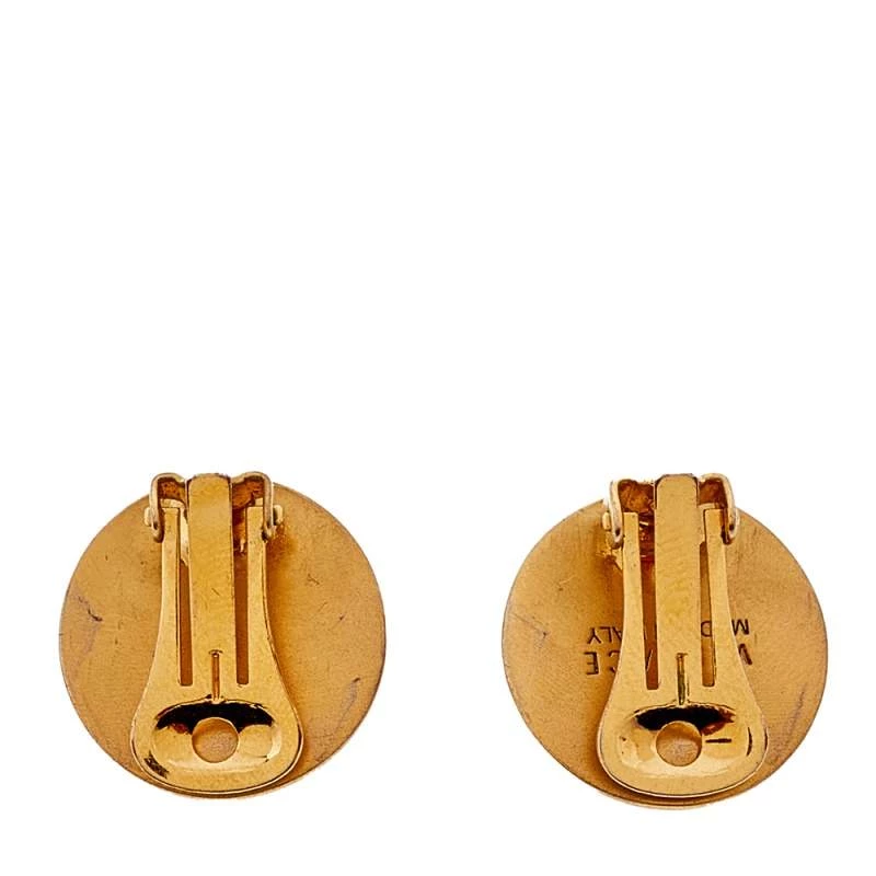 Versace Gold Tone Medusa Round Clip-On Stud Earrings For Women - Image 4
