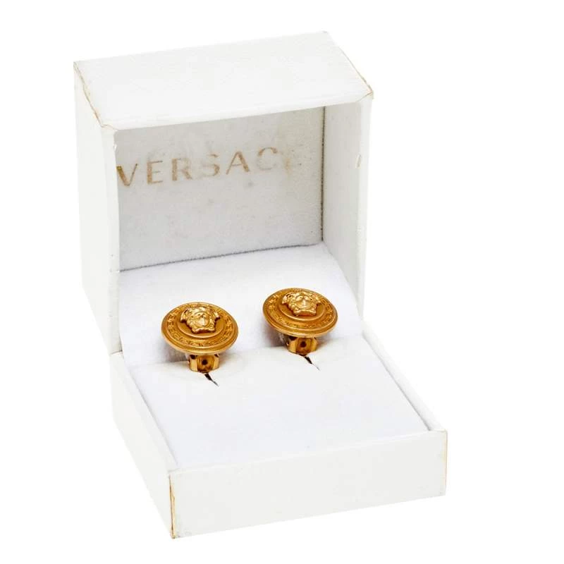 Versace Gold Tone Medusa Round Clip-On Stud Earrings For Women - Image 5