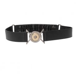 Versace Black Leather Round Logo Buckle Waist Belt 80CM For Women