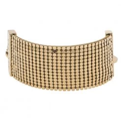 Versace Gold Tone Metal Mesh Medusa Charm Chain Bracelet For Women