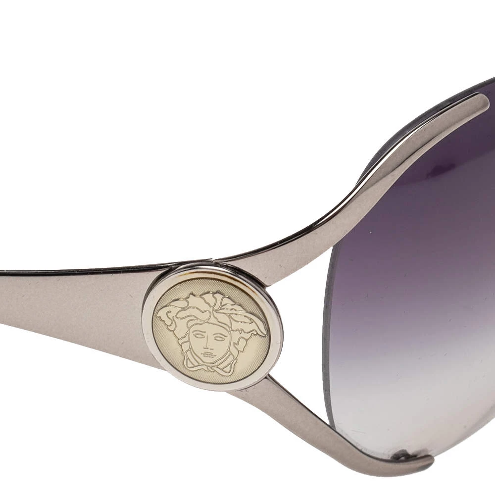 Versace Gunmetal/Blue Gradient 2107 Oversized Sunglasses For Women - Image 4