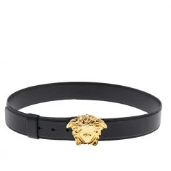 Versace Black Leather Medusa Buckle Belt 85CM For Women