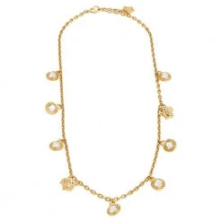 Versace Medusa And Crystal Gold Plated Necklace For Women