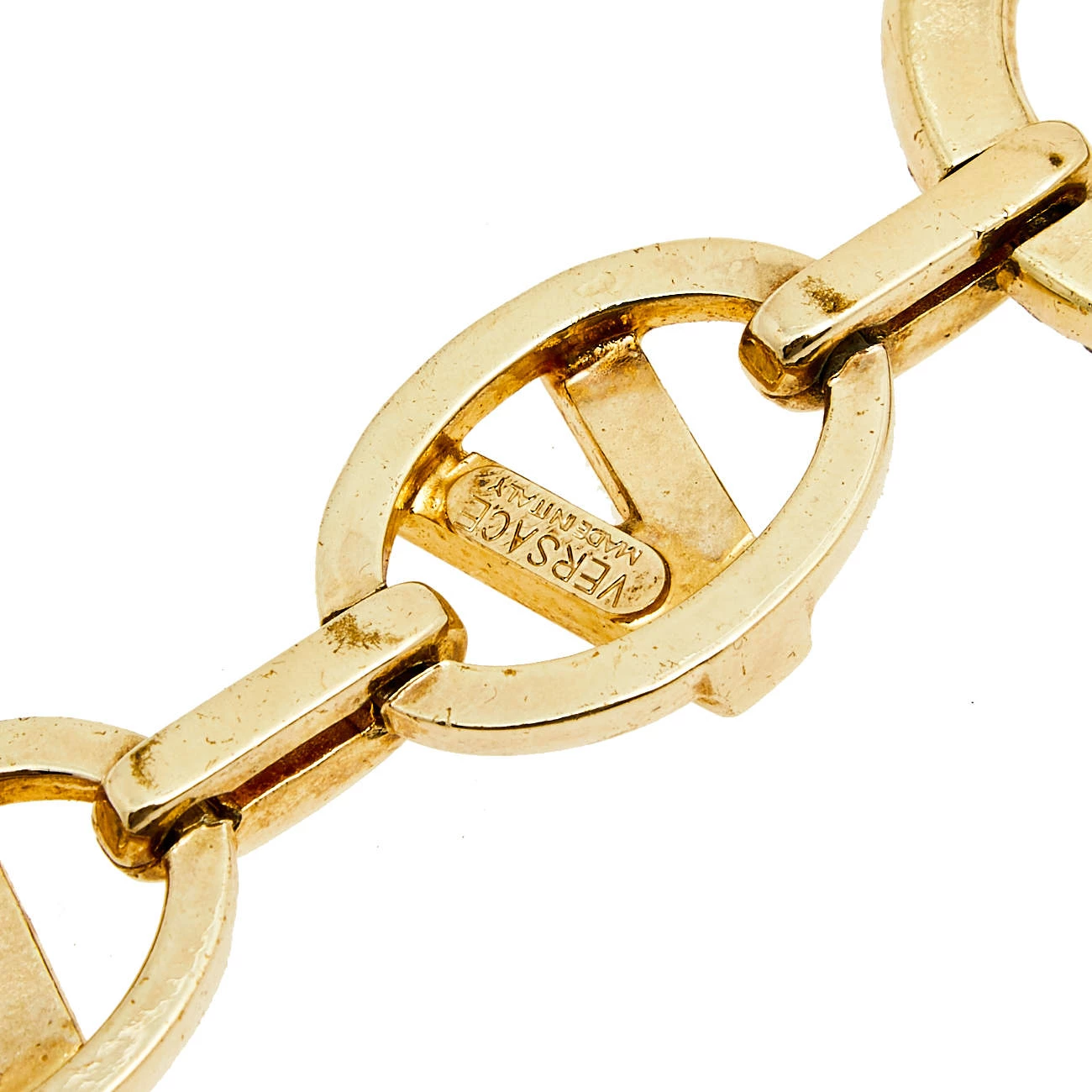 Versace V Gold Tone Metal And Crystal Bracelet For Women - Image 4