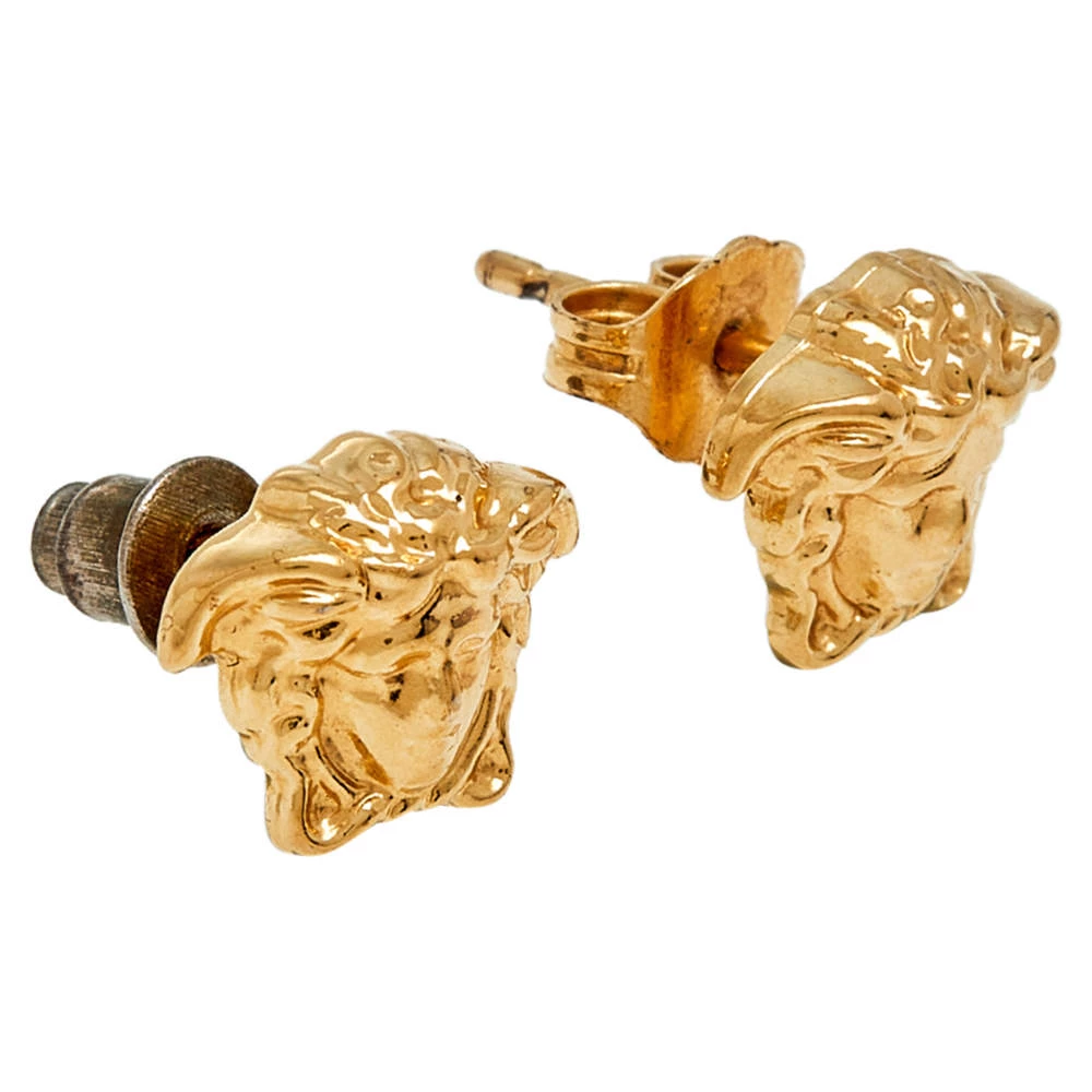 Versace Gold Tone Medusa Motif Stud Earrings For Women - Image 2