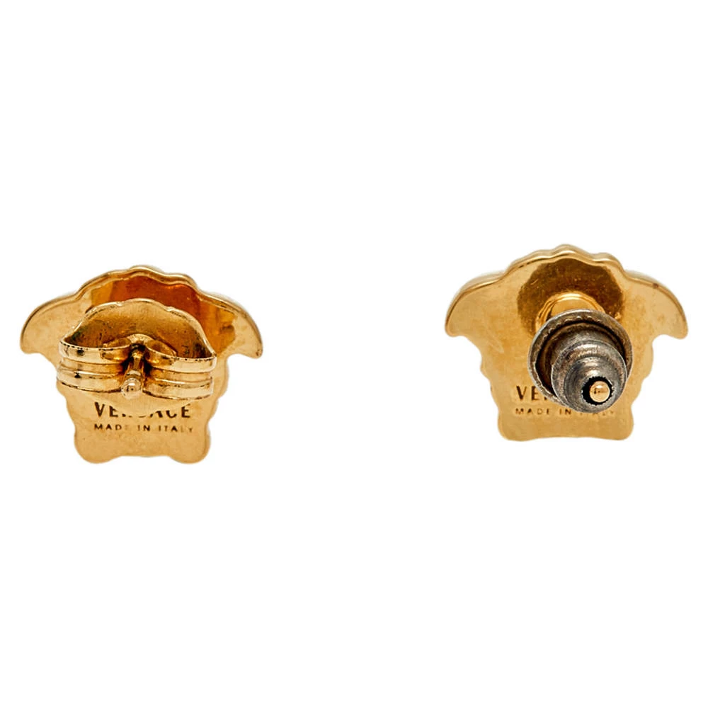 Versace Gold Tone Medusa Motif Stud Earrings For Women - Image 4