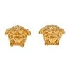 Versace Gold Tone Medusa Motif Stud Earrings For Women
