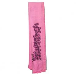 Versace Pink & Lavender Logo Fil Coupe Silk Scarf For Women