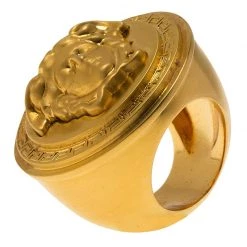 Versace Icon Medusa Gold Tone Ring Size 54.5 For Women