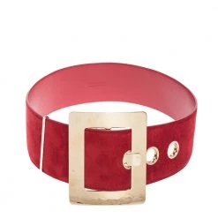 Versace Red Suede Wide Waist Buckle Belt 70CM For Women