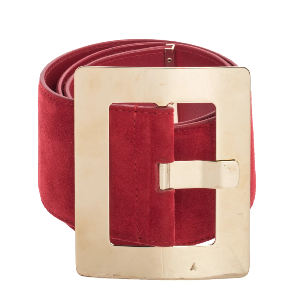 Versace Red Suede Wide Waist Buckle Belt 70CM For Women - Image 2