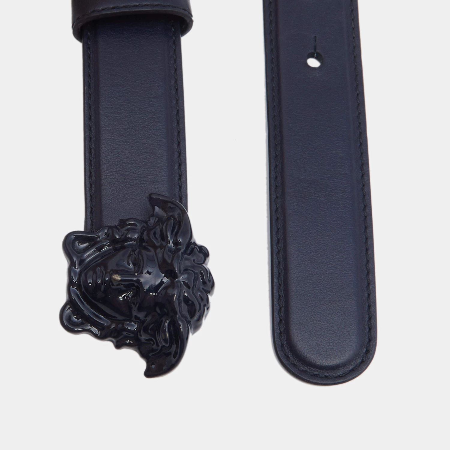 Versace Blue Leather Medusa Buckle Belt 80 CM For Women - Image 2