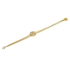 Versace Icon Medusa White Enamel Gold Tone Bracelet For Women