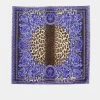 Versace Purple Animal & Baroque Print Silk Scarf For Women