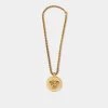 Versace Medusa Logo Medallion Gold Tone Chunky Pendant Necklace For Women