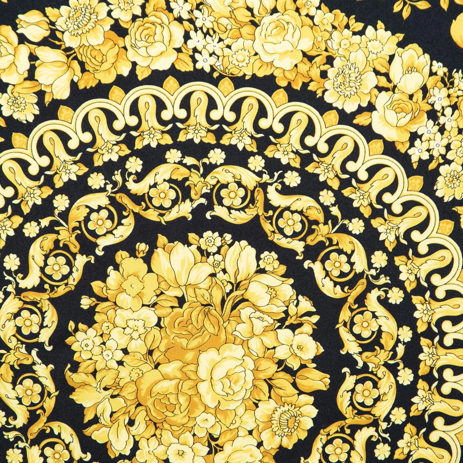 Versace Black Baroque Print Silk Scarf For Women - Image 2