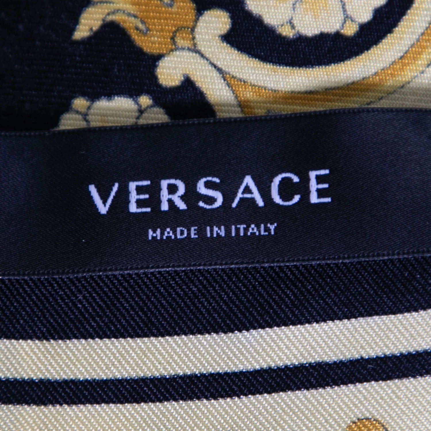 Versace Black Baroque Print Silk Scarf For Women - Image 3