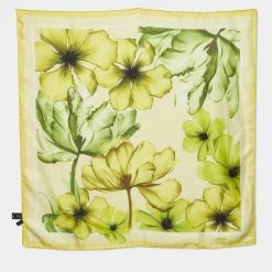 Versace Yellow Floral Print Silk Scarf For Women