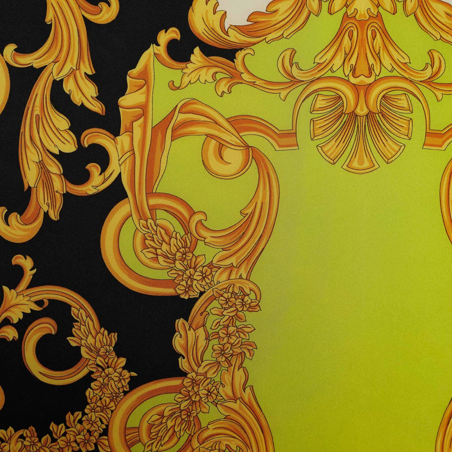 Versace Green Barocco Chaos Couture Print Silk Scarf For Women - Image 3
