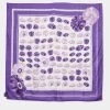 Versace Purple Flower Print Silk Scarf For Women