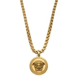 Versace Icon Medusa Gold Tone Pendant Necklace For Women