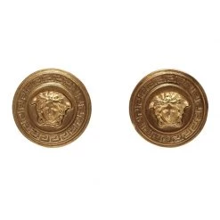 Versace Medusa Medallion Gold Tone Clip-on Stud Earrings For Women