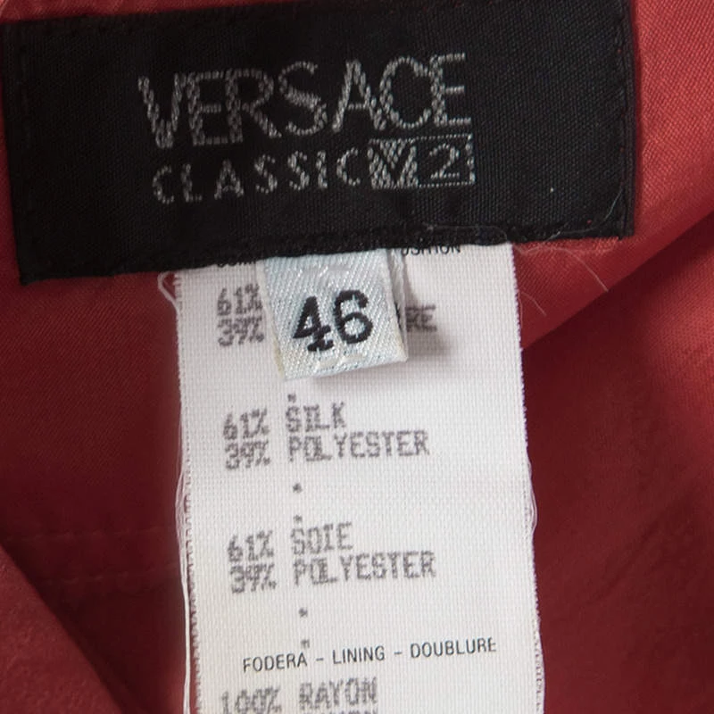 Versace Classic Vintage Orange Floral Print Buckle Detail Draped Halter Dress L For Women - Image 5