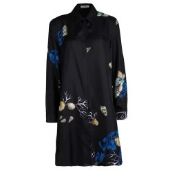 Versace Black Snail Print Long Sleeve Button Front Shirt L For Women