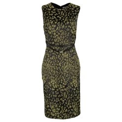 Versace Collection Black Animal Print Belted Sleeveless Dress L For Women