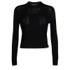 Versace Black Greco Perforated Knit Long Sleeve Crop Top M For Women