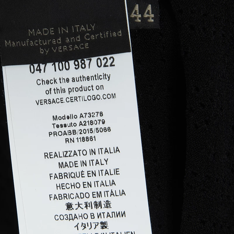 Versace Black Greco Perforated Knit Long Sleeve Crop Top M For Women - Image 6