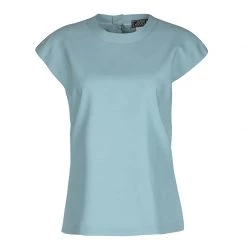 Gianni Versace Powder Blue Wool Cap Sleeve Top M For Women