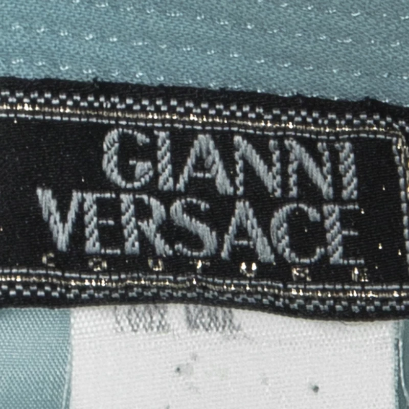 Gianni Versace Powder Blue Wool Cap Sleeve Top M For Women - Image 5