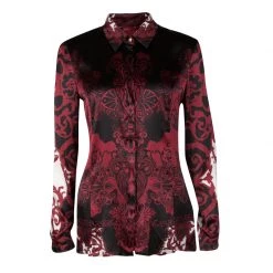 Versace Multicolor Printed Silk Long Sleeve Blouse M For Women
