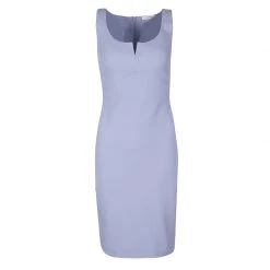 Versace Lilac Textured Cotton Fitted Sleeveless Dress S For Women