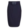 Versace Navy Blue Wool Medusa Leather Patch Detail Pencil Skirt M For Women