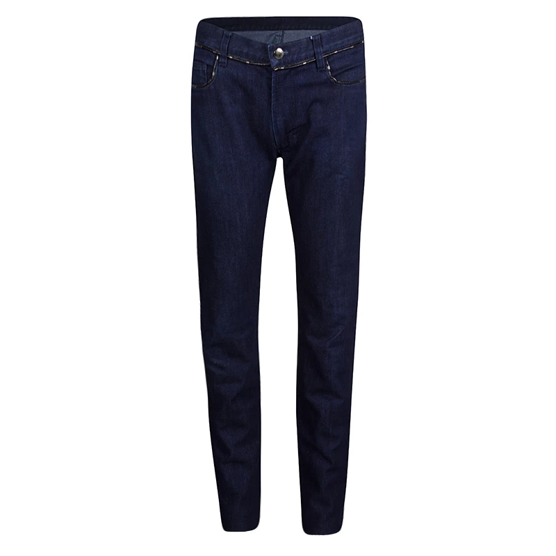 Versace Collection Indigo Dark Wash Denim Straight Fit Jeans M For Women