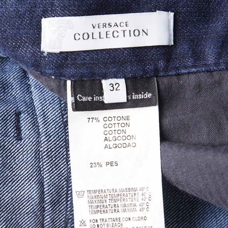 Versace Collection Indigo Dark Wash Denim Straight Fit Jeans M For Women - Image 5