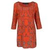 Versace Orange Logo Alphabet Printed Silk Long Sleeve Shift Dress M For Women
