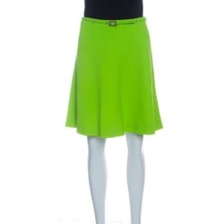 Gianni Versace Green Belted Mini Skirt M For Women