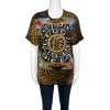 Versace Leopard Printed Silk Embellished Logo Detail Top M For Women