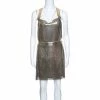 Gianni Versace Couture Vintage Oroton Gold Metal Mesh Bodysuit And Skirt Set M For Women