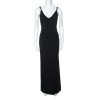 Versace Collection Black Logo Strap Slit Detail Draped Maxi Dress S For Women
