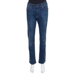 Versace Collection Indigo Faded Effect Denim Trend Fit Jeans L For Women