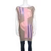 Versace Pastel Colorblock Silk Knit Perforated Panel Detail Sleeveless Top S For Women