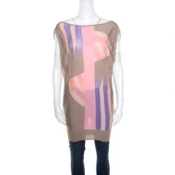 Versace Pastel Colorblock Silk Knit Perforated Panel Detail Sleeveless Top S For Women