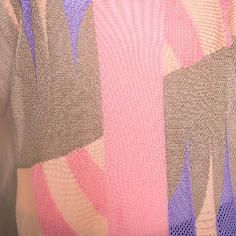 Versace Pastel Colorblock Silk Knit Perforated Panel Detail Sleeveless Top S For Women - Image 4