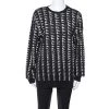 Versace Collection Monochrome Patterned Jacquard Shoulder Zip Detail Sweater L For Women